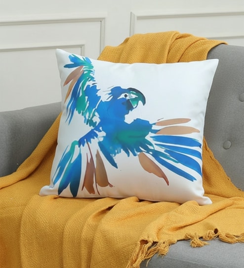 Vibrant Watercolor Parrot Cushion Cover (18x18 inches)