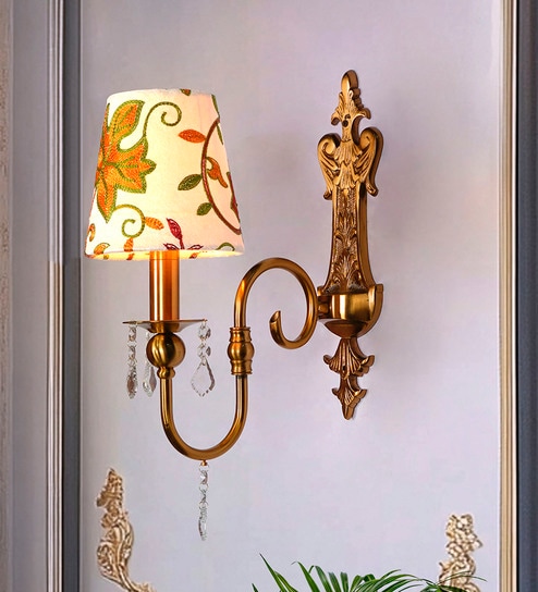 Victoria Antique Brass Wall Sconce with Kashida Shades