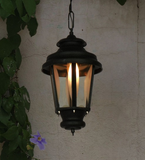 Victorian 8 Inch Wide Black Crinkle Aluminium Traditional Pendant Ceiling Hanging Light