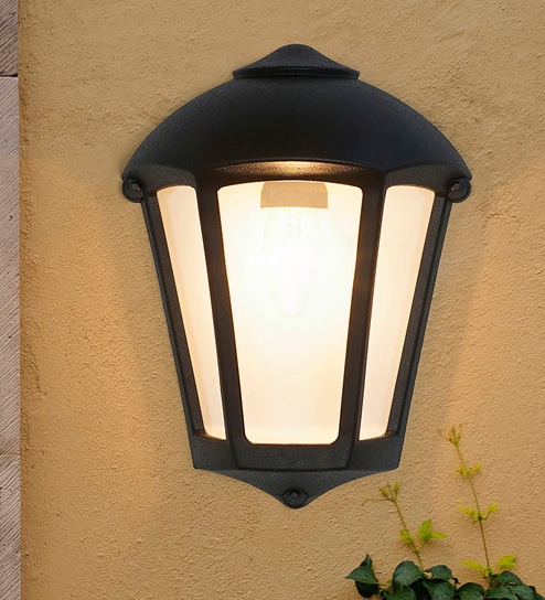 Victorian Style Black Polycarbonate Outdoor Wall Lamp - Weather Resistant (11-Inch Height)