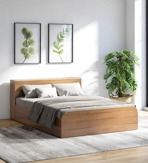 Vienta Queen Size Bed In Brentwood Oak Finish With Box Storage-image-20