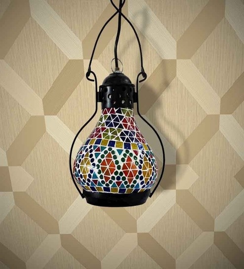 Buy Villcart Rajasthani Glass Hanging Lamp Matka Shaped Online