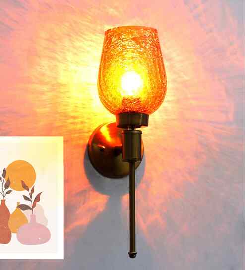 Vintage Crackled Glass Golden Finish Wall Sconce