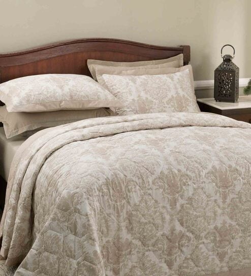 Grey Cotton 100 AC Room Double Bed Quilt by Maspar
