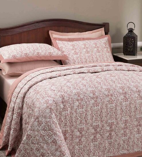 Pink Cotton 100 AC Room Double Bed Quilt