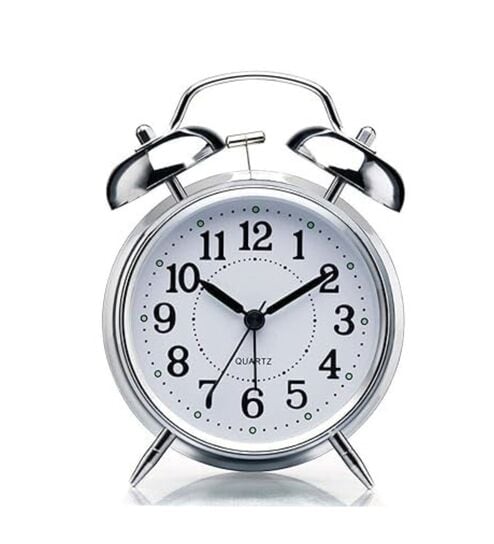 regalo Vintage Twin Bell Analog Display Table Alarm Clock with Backlight -Silver-picture-21