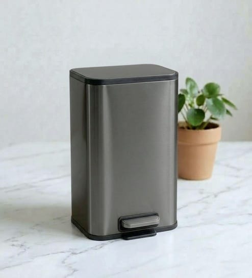 Grey Metal Viora Trash Bin