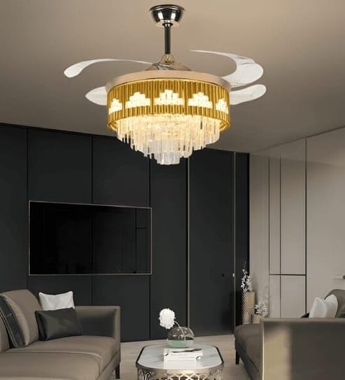 ViraX Smart Fan Gold Metal + Crystal , Google & Alexa Remote & App Control