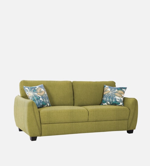 Virginia Chenille Fabric 3 Seater Sofa In Olive Green Color