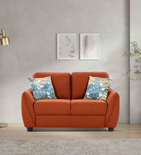 Virginia Chenille Fabric 2 Seater Sofa In Orange Colour