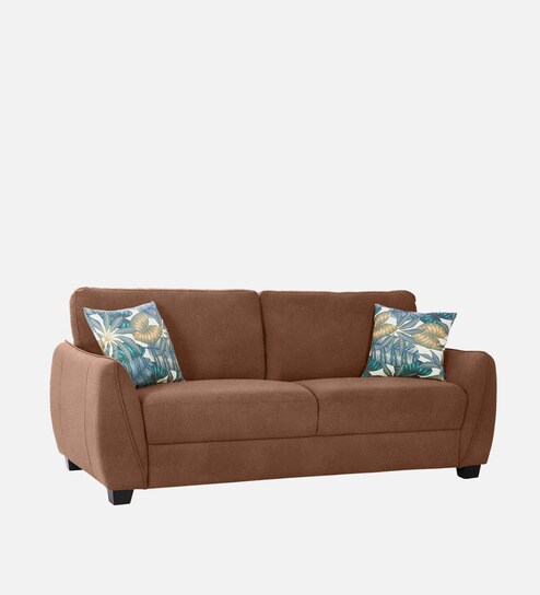 Virginia Vegan Leather 3 Seater Sofa In Bright Brown Colour