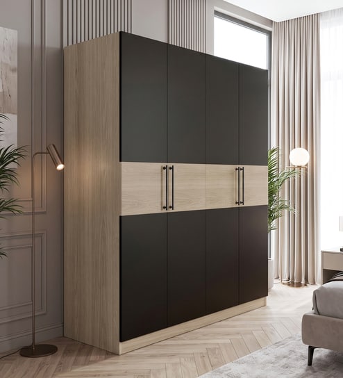 Virgo 4 Door Wardrobe In Grey Finish With Drawer