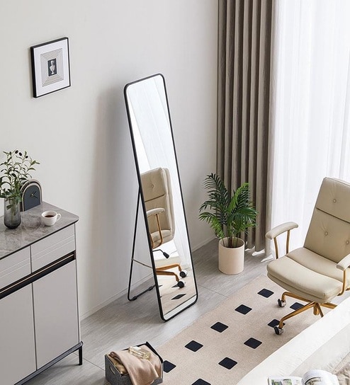 Vista Frame Floor Mirror Black Square (160 x 50) CM
