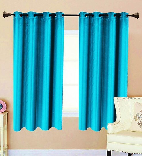 Buy Solid Poly Cotton 5 Feet Window Curtain Set Of 2 By Alps
