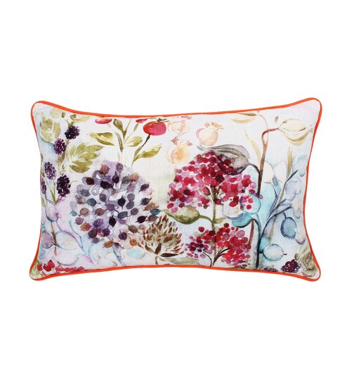 Buy Vista Multicolour Cotton 14 X 22 Inch Floral Cushion Cover By