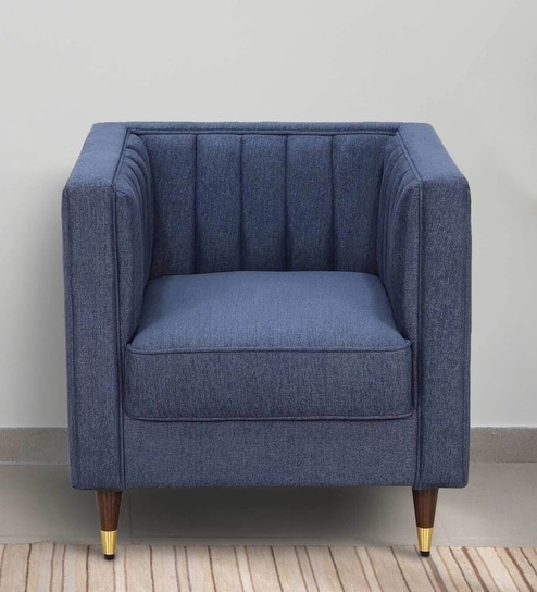 Vito Fabric 1 Seater Sofa In Navy Blue Colour