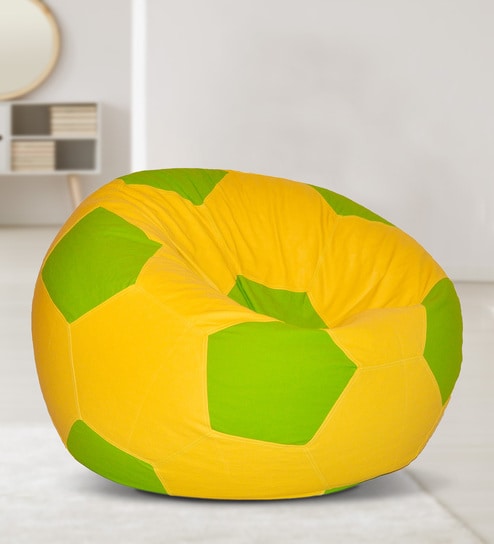 Vivace Xxxl Football Bean Bag Filled With Beans In Yellow And Greencolour By Couchette