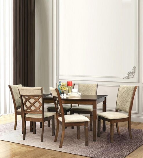Vixi 6 Seater Dining Set In Brown & Coffee Color Finish