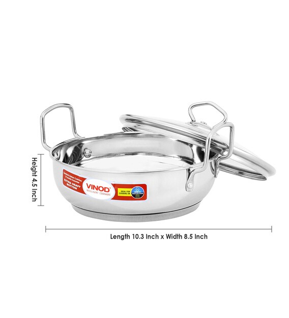 Buy Induction Base Stainless Steel Kadai With Lid, 20 Cm, 2 Ltr By