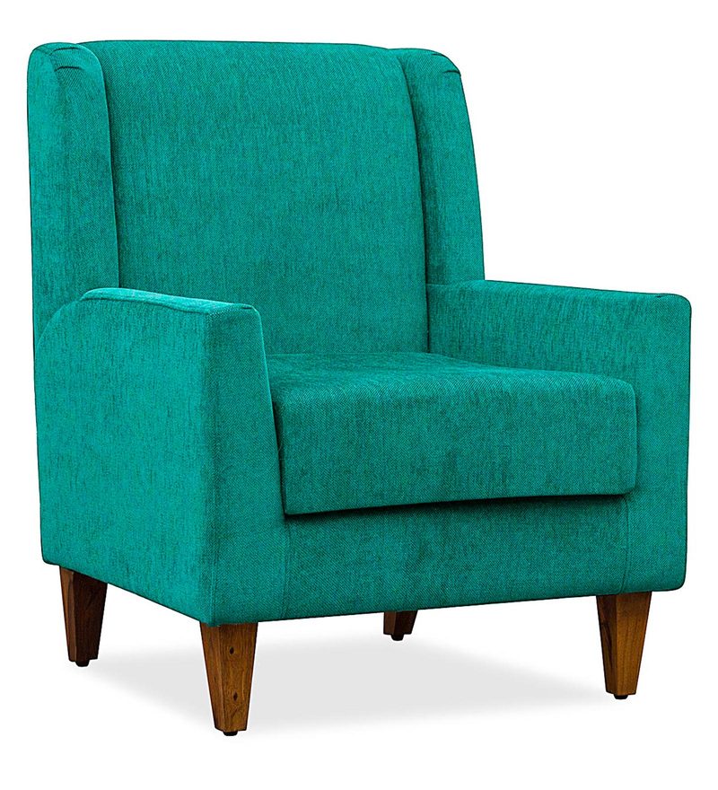Buy Viga Wing Chair In Wild Sea Green Colour by Febonic Online Solid
