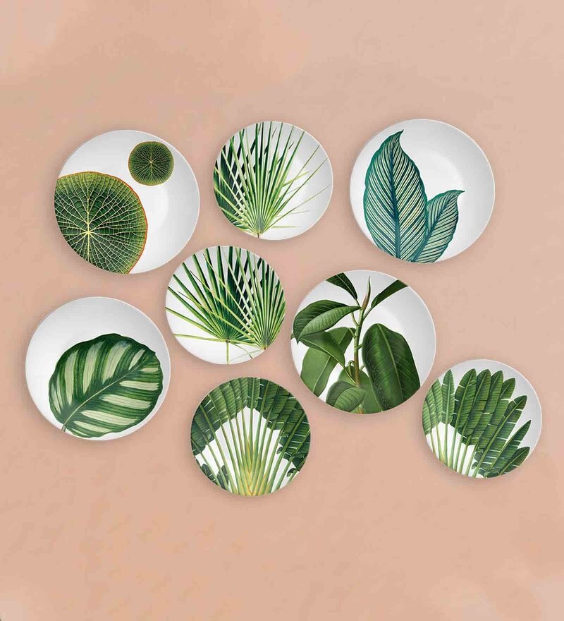 Buy Vintage Bananna Leaf Style Wall Plates Set Of 8 By Quirk India