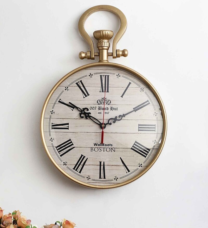 Buy Vintage Boston Brown Metal Wall Clock\byEximDecor Online Vintage