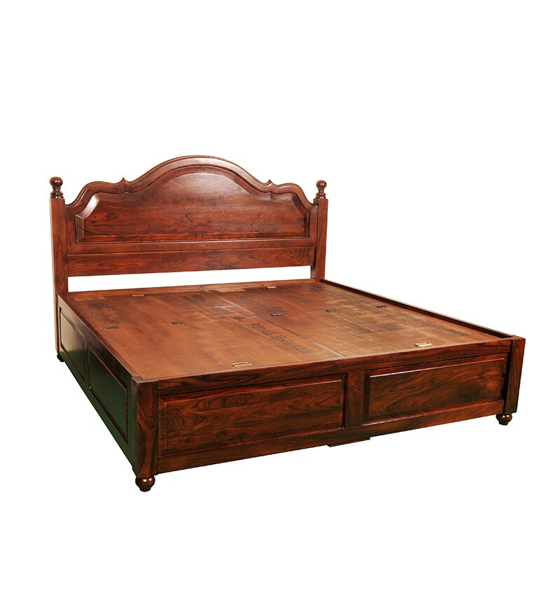 Buy Vintage Style King Bed with Storage Online King Size Beds Beds Furniture Pepperfry