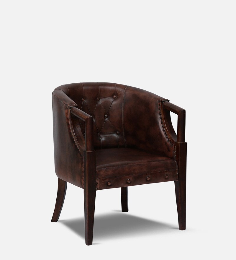 brown upholstered armchair