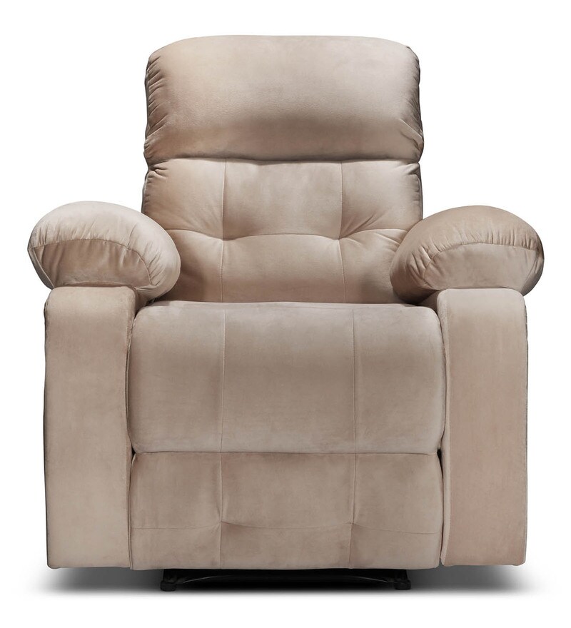 Buy Avion Fabric Manual 1 Seater Recliner in Beige Colour by Little Nap Designs Online Manual