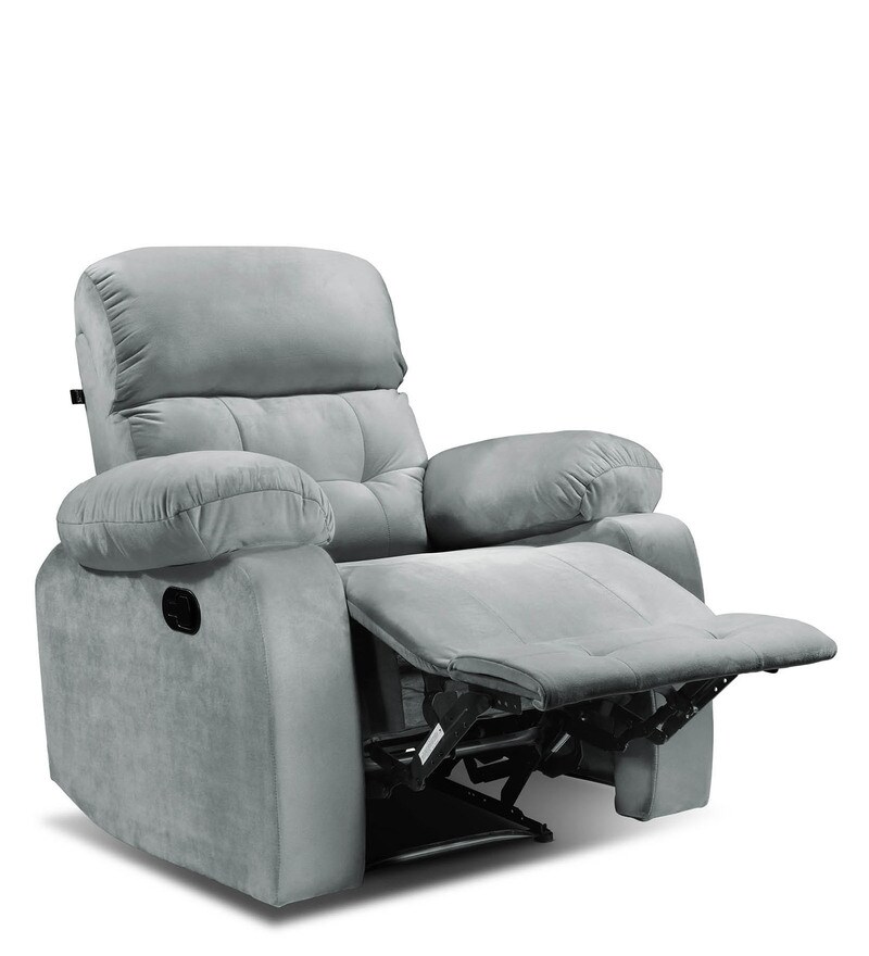 Buy Avion Fabric Manual 1 Seater Recliner in Grey Colour by Little Nap Designs Online Manual 1