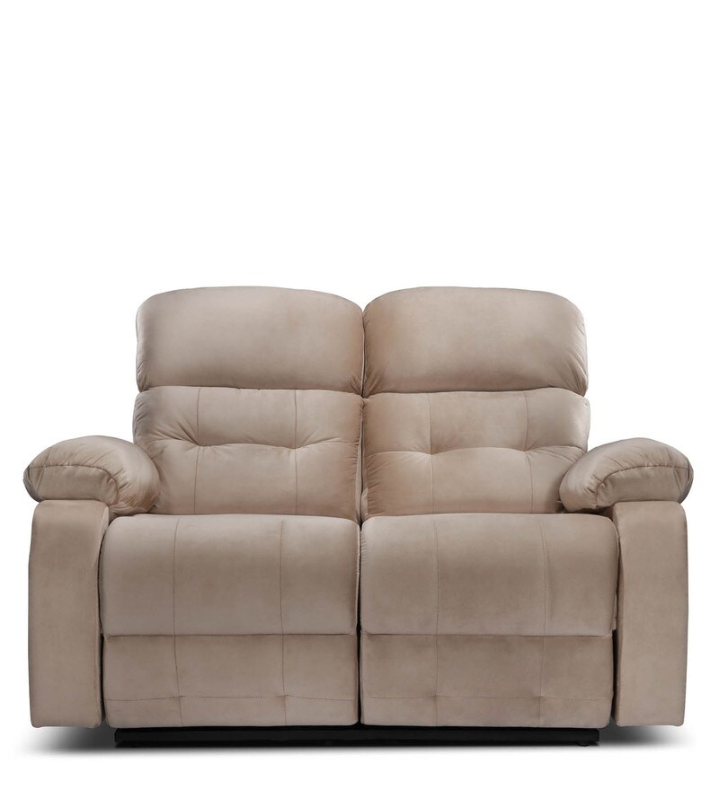 Buy Avion Fabric Manual 2 Seater Recliner in Beige Colour by Little Nap Designs Online Manual