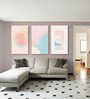 Vibrant Abstract Wall Art Set of 3 Canvas Wall Painting Gold Frame