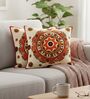 Vibrant Embroidered Mandala Throw Cushion Cover (18x18)
