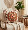 Vibrant Embroidered Mandala Throw Cushion Cover (18x18)