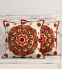 Vibrant Embroidered Mandala Throw Cushion Cover (18x18)