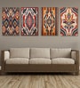 Tribal Pattern Canvas Collection Set of 4 Printed Wall Painting Black Frame