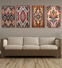 Tribal Pattern Canvas Collection Set of 4 Printed Wall Painting Black Frame