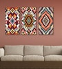 Tribal Pattern Canvas Set of 3 Printed Wall Painting Black Frame