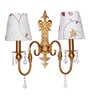 Victoria Antique Brass Double Wall Sconce with White Kashmiri Embroidered Shades