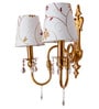 Victoria Antique Brass Double Wall Sconce with White Kashmiri Embroidered Shades