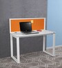 Victoria Study Table with Pin Board in White & Orange Colour
