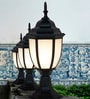Victorian Black Aluminum Gate Light with White Acrylic Panes