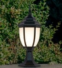 Victorian Black Aluminum Gate Light with White Acrylic Panes