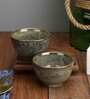 Vidhumra Studio Pottery 300ml Grey & Gold Ceramic (Set of 2) Dinner Bowl