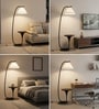 Vienna E-27 Holder White Finish Metal Shelf Floor Lamp With White Colour Fabric Shade
