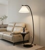 Vienna E-27 Holder White Finish Metal Shelf Floor Lamp With White Colour Fabric Shade