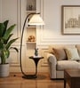 Vienna E-27 Holder White Finish Metal Shelf Floor Lamp With White Colour Fabric Shade
