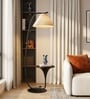 Vienna E-27 Holder White Finish Metal Shelf Floor Lamp With White Colour Fabric Shade