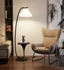 Vienna E-27 Holder White Finish Metal Shelf Floor Lamp With White Colour Fabric Shade