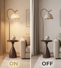 Vienna E-27 Holder Brown Finish Metal Shelf Floor Lamp With Beige Colour Fabric Shade